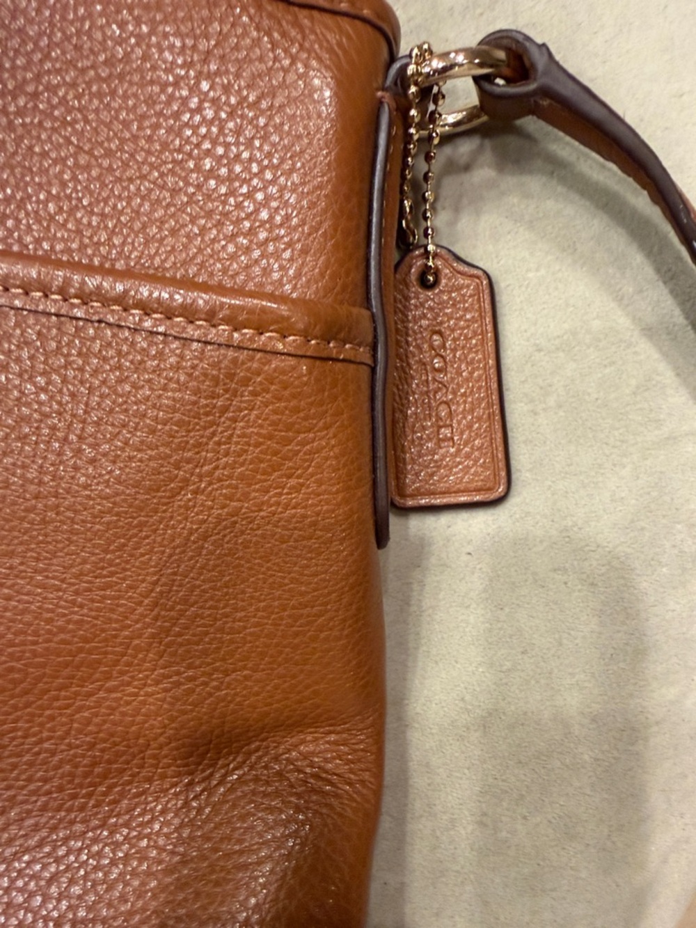 Coach Tan Pebble Leather Crossbody Bag - Picture 8 of 11